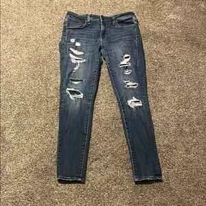 American Eagle Blue Skinny Distressed Jeans